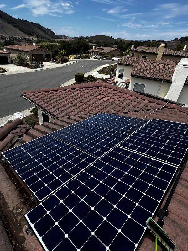After: The same solar panels after cleaning with a soft brush and purified water in San Luis Obispo County