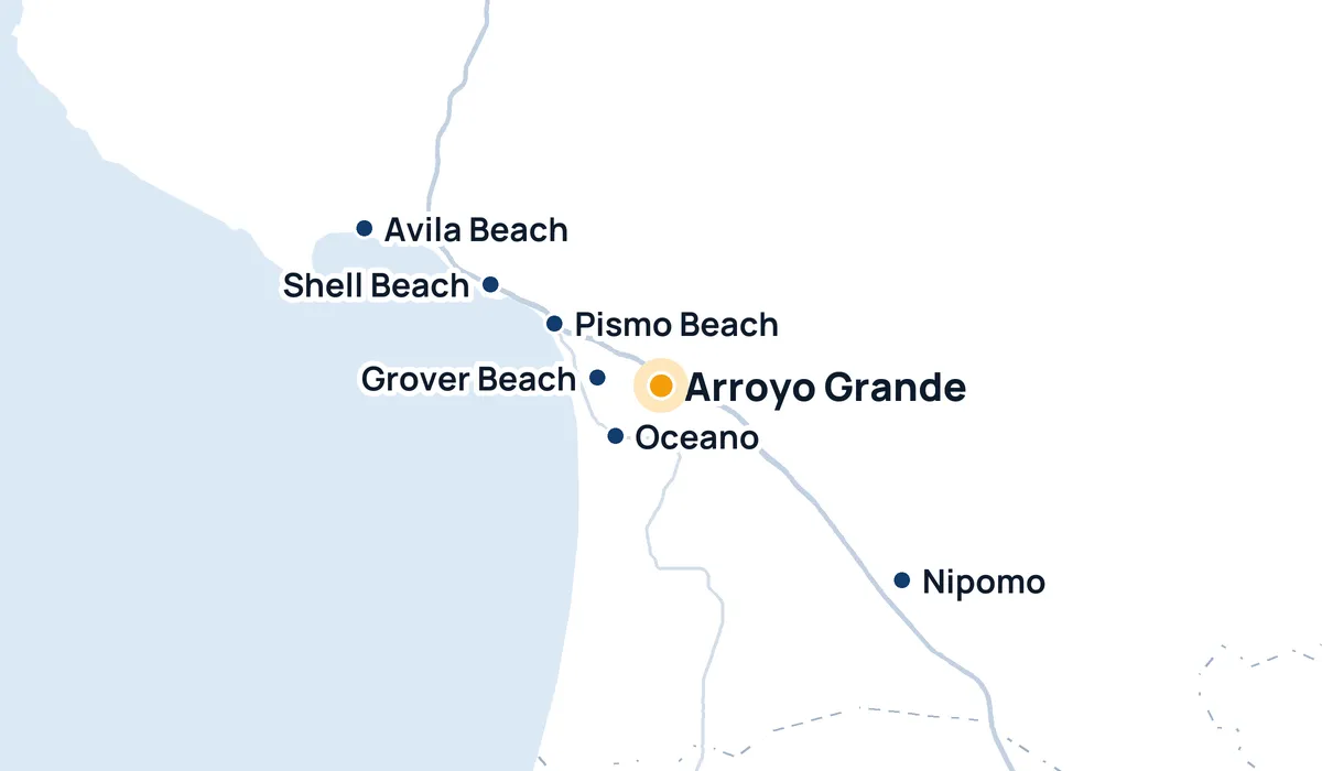 Map of High Tide Window Cleaning's service area around Arroyo Grande