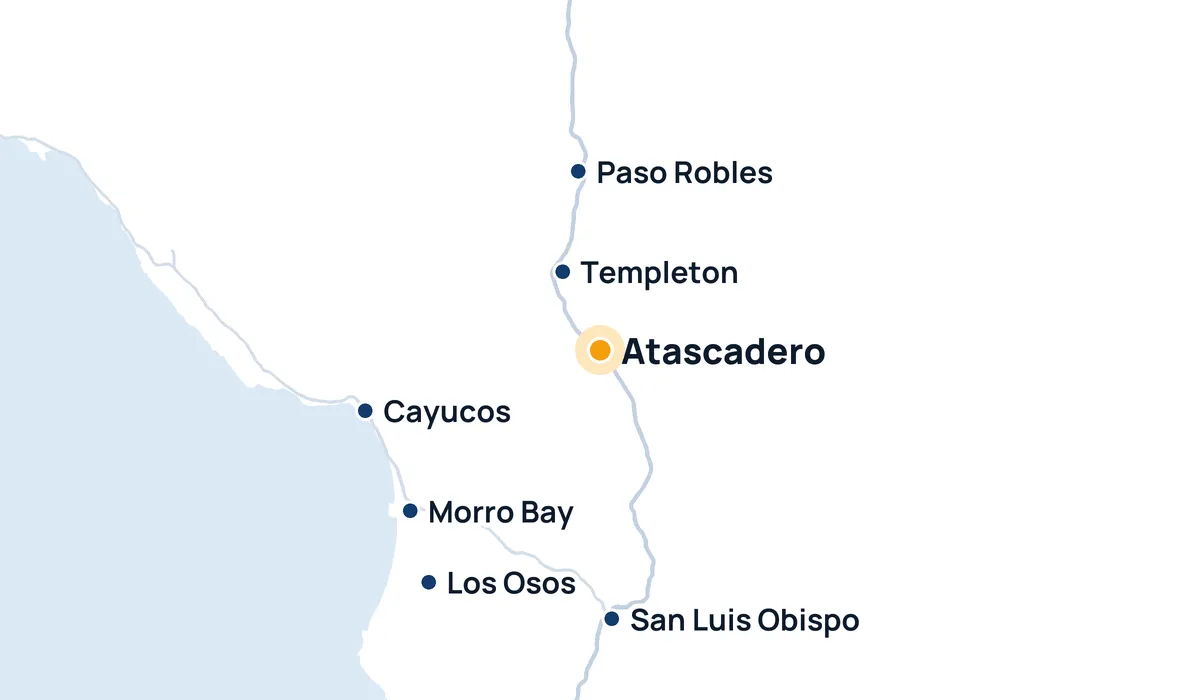 Map of High Tide Window Cleaning's service area around Atascadero