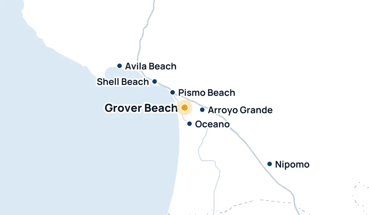 Map of High Tide Window Cleaning's service area around Grover Beach