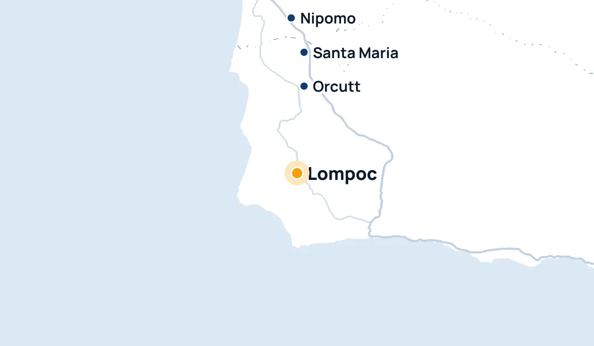 Map of High Tide Window Cleaning's service area around Lompoc