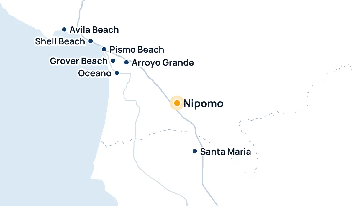 Map of High Tide Window Cleaning's service area around Nipomo