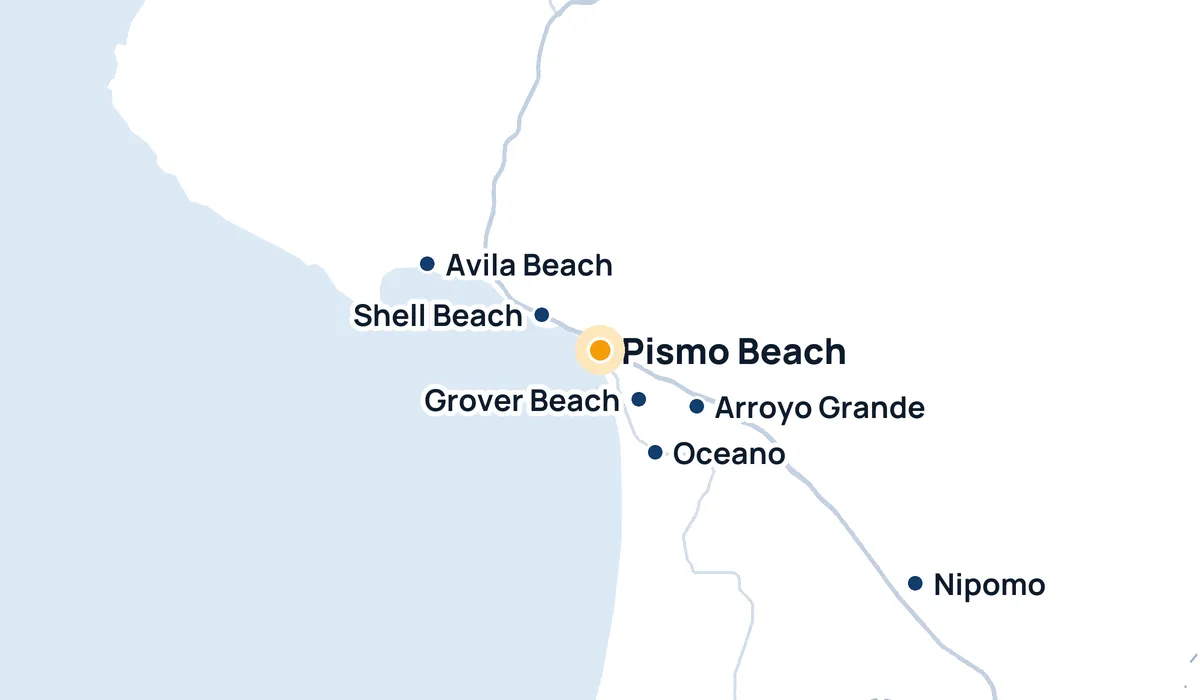 Map of High Tide Window Cleaning's service area around Pismo Beach